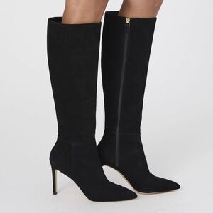FRENCH CONNECTION MOLLY BLACK SUEDE KNEE LENGTH HEELED BOOTS SIZE 38M